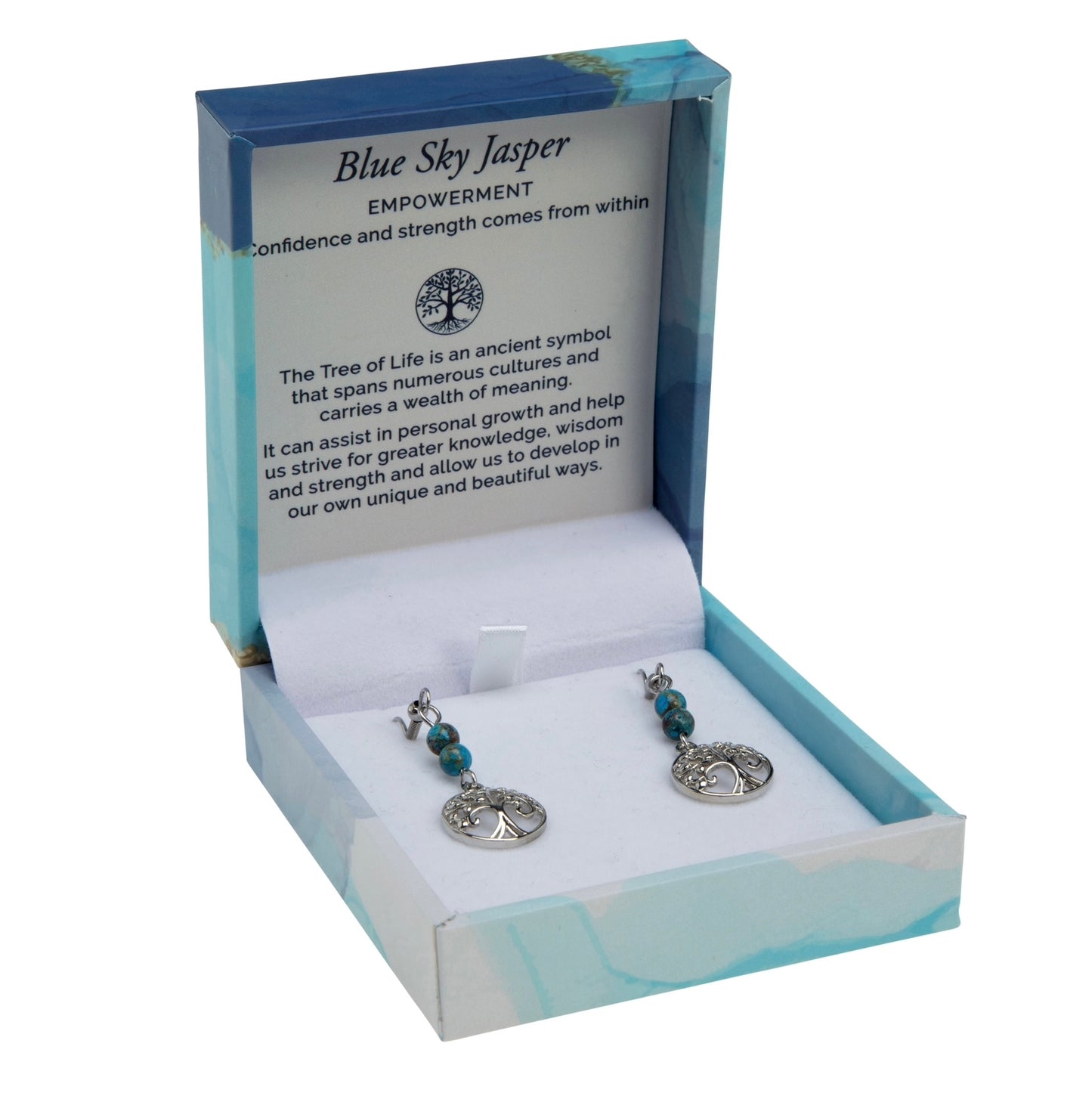 Tree of Life Duo Earrings - Blue Sky Jasper (Rhodium)