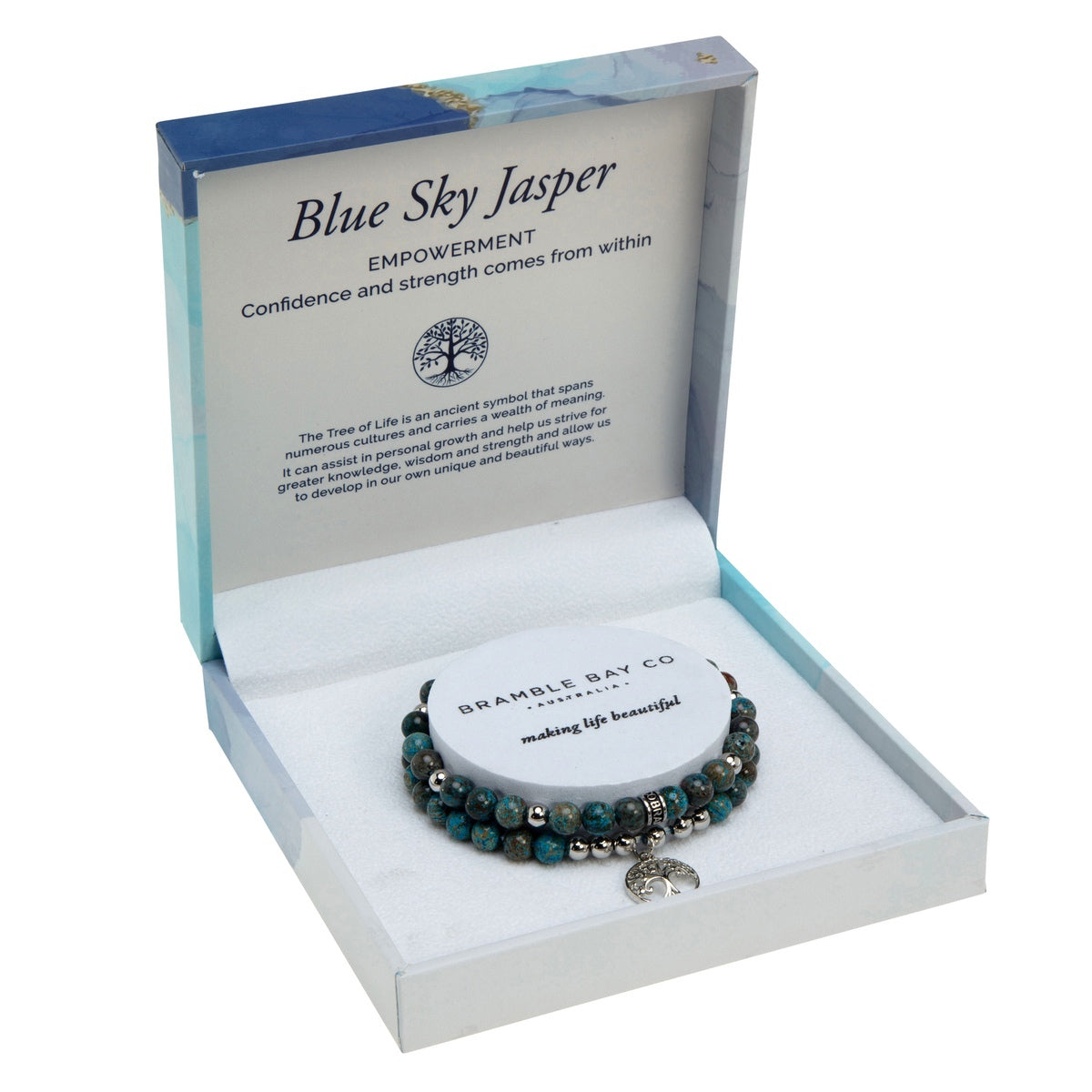Tree of Life Duo Bracelet Set - Blue Sky Jasper (Rhodium)