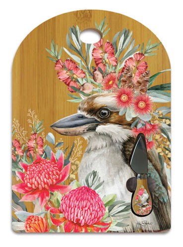 Bamboo Arch Shaped Board with Cheese Knife - Waratah Kookaburra