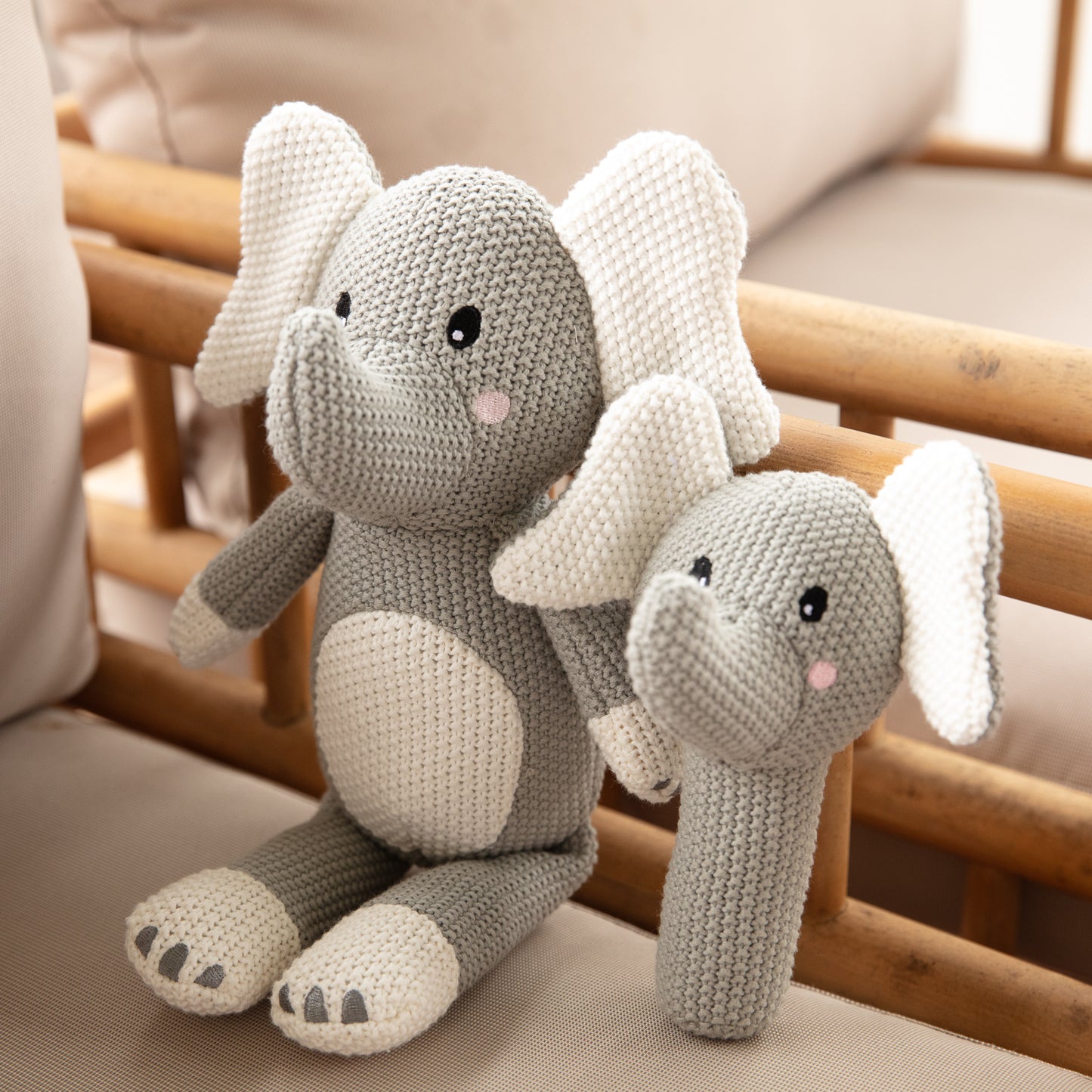 Ellie Elephant Knitted Plush Rattle