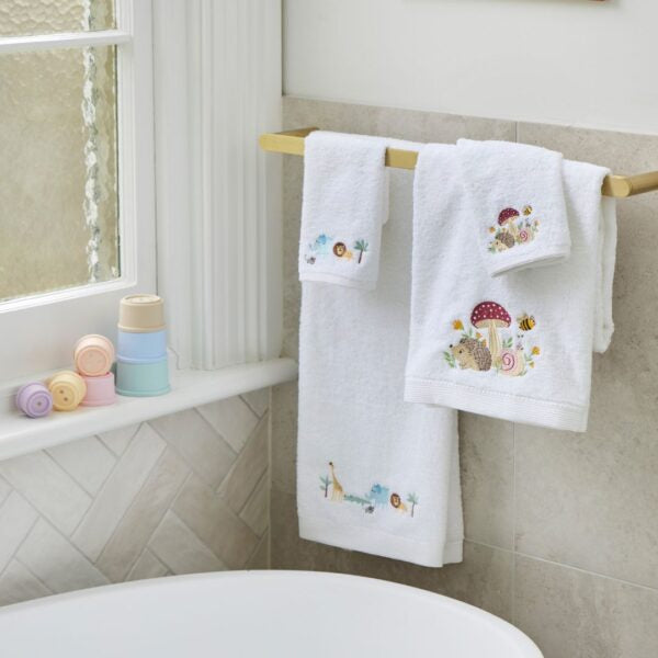 Bath Towel & Face Washer in Organza Bag - Mushroom Meadow