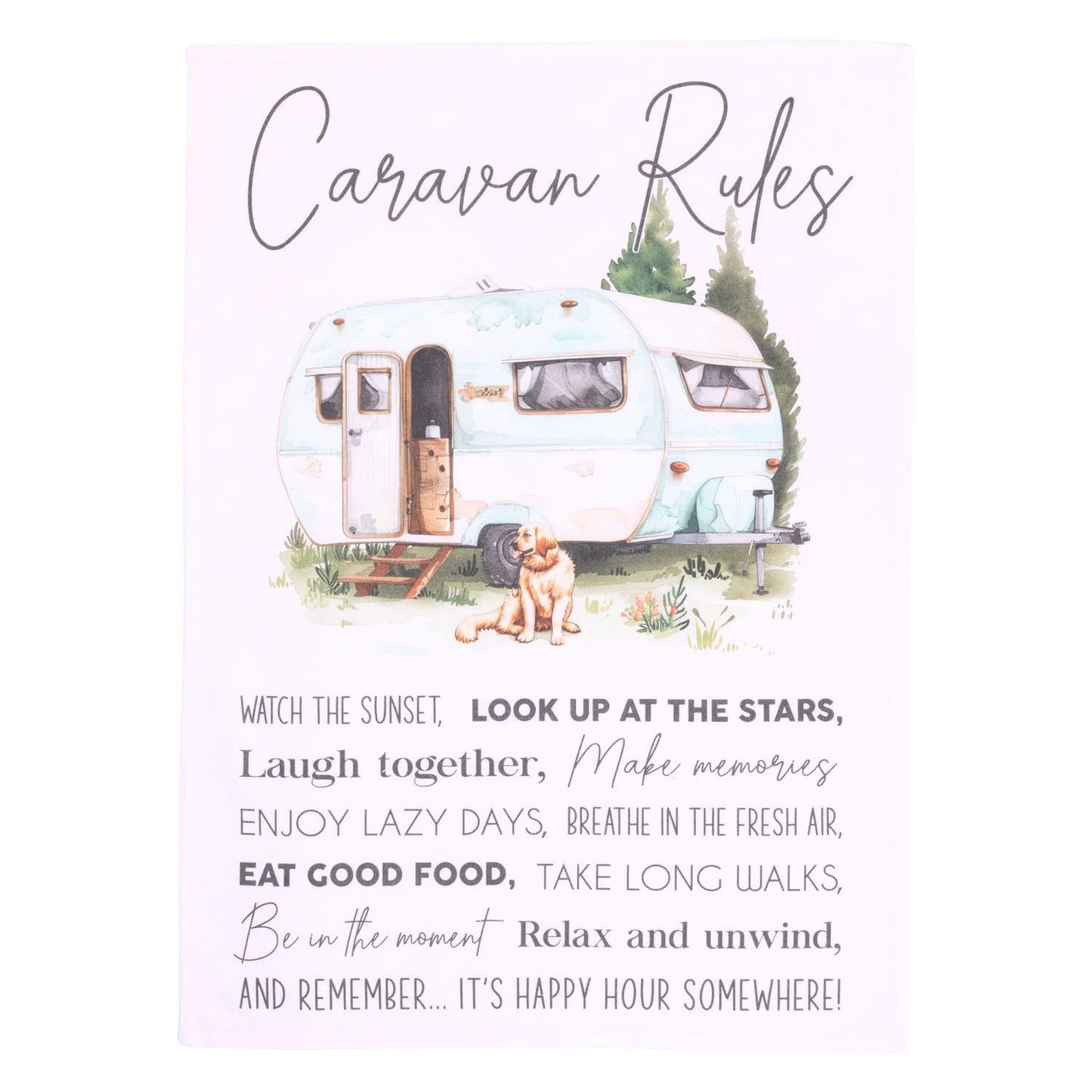 Caravan Rules Tea Towel