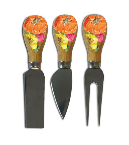 Cheese Knife Block - Bright Poppies
