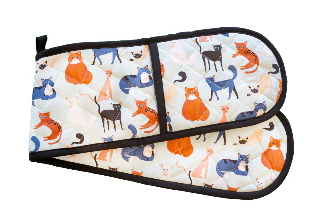 Double Oven Glove - Colourful Cats