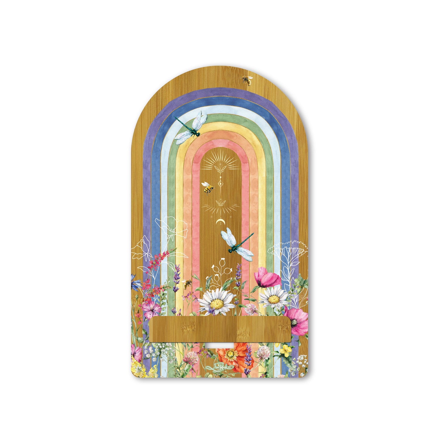 Bamboo Tablet & Recipe Book Stand - Wildflower Rainbow