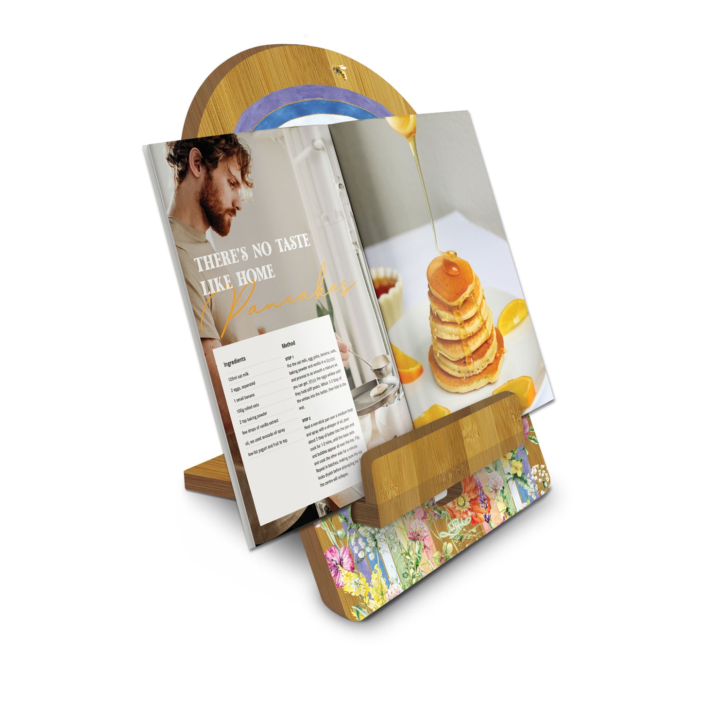 Bamboo Tablet & Recipe Book Stand - Wildflower Rainbow