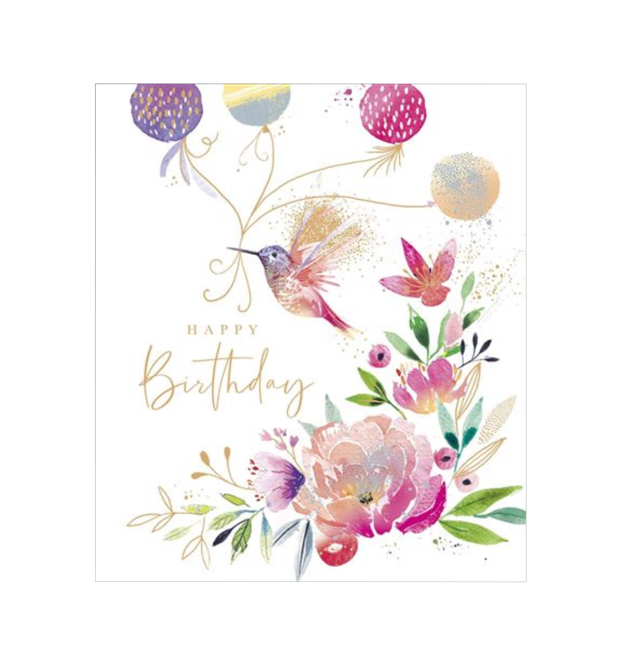 Card - Happy Birthday (Hummingbird & Balloons)