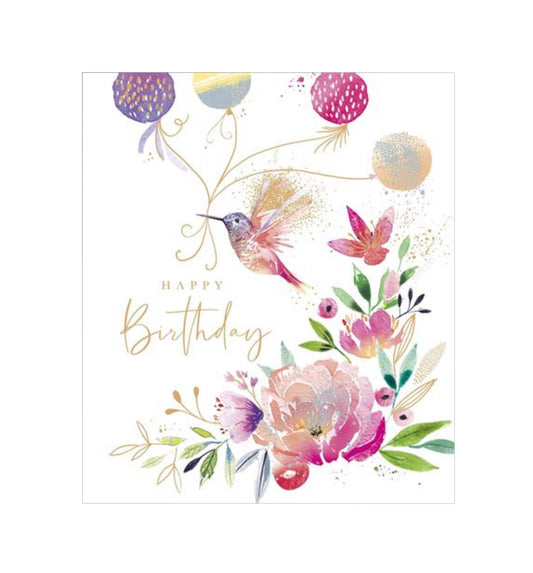 Card - Happy Birthday (Hummingbird & Balloons)