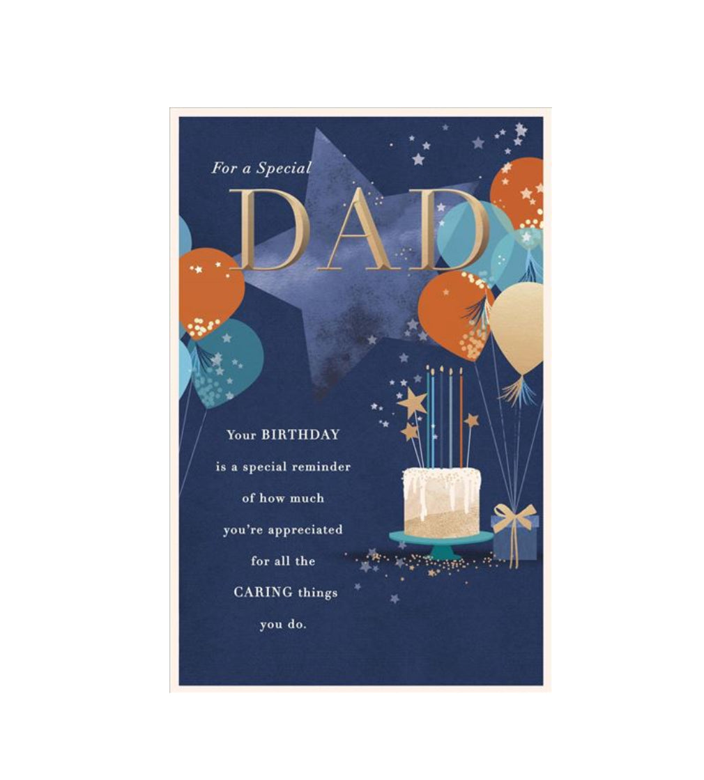 Card - For a Special Dad (Balloons & Cake)