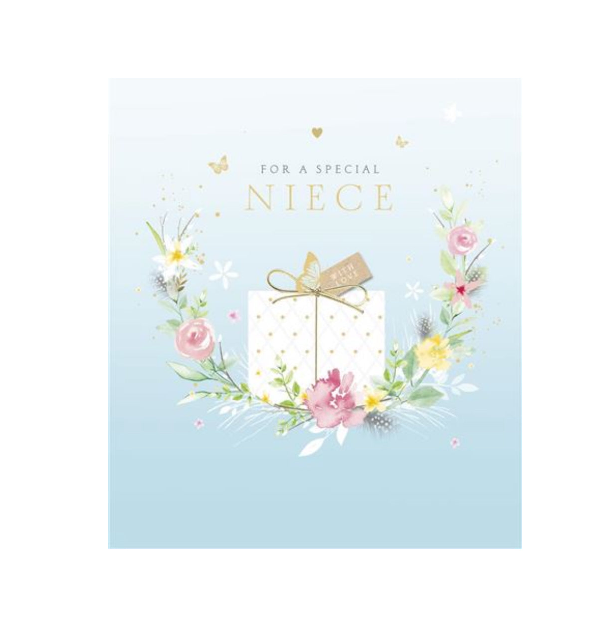Card - For A Special Niece (Present & Flowers)