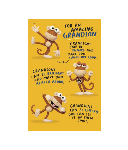 Card - For An Amazing Grandson (Monkey)