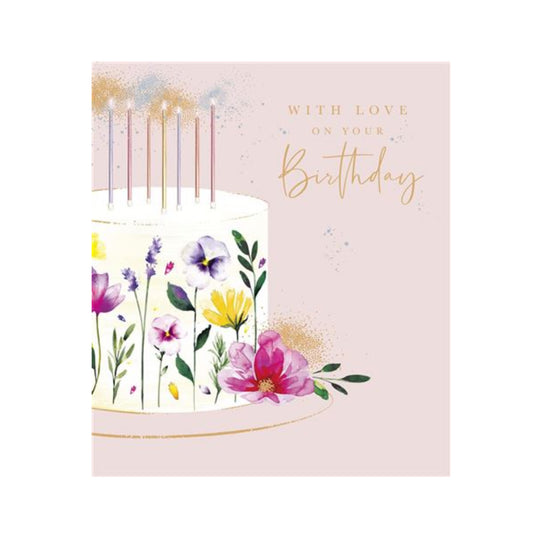 Card - With Love on Your Birthday (Floral Cake)