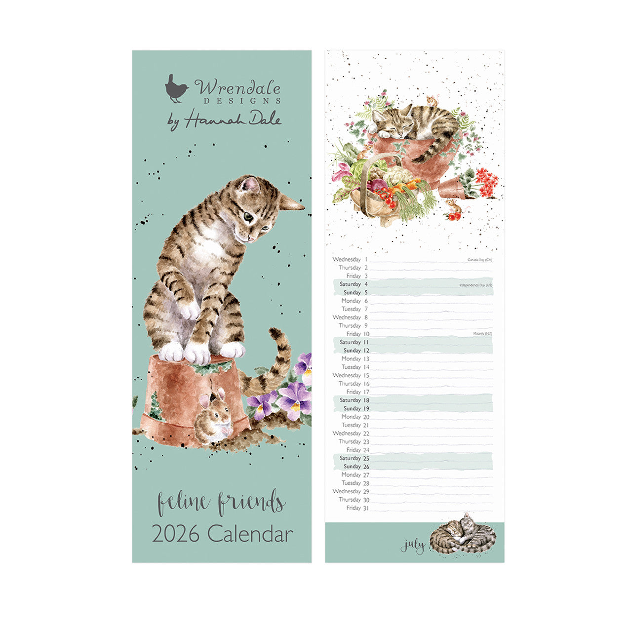 Wrendale Designs 2026 Slim Calendar - Feline Friends