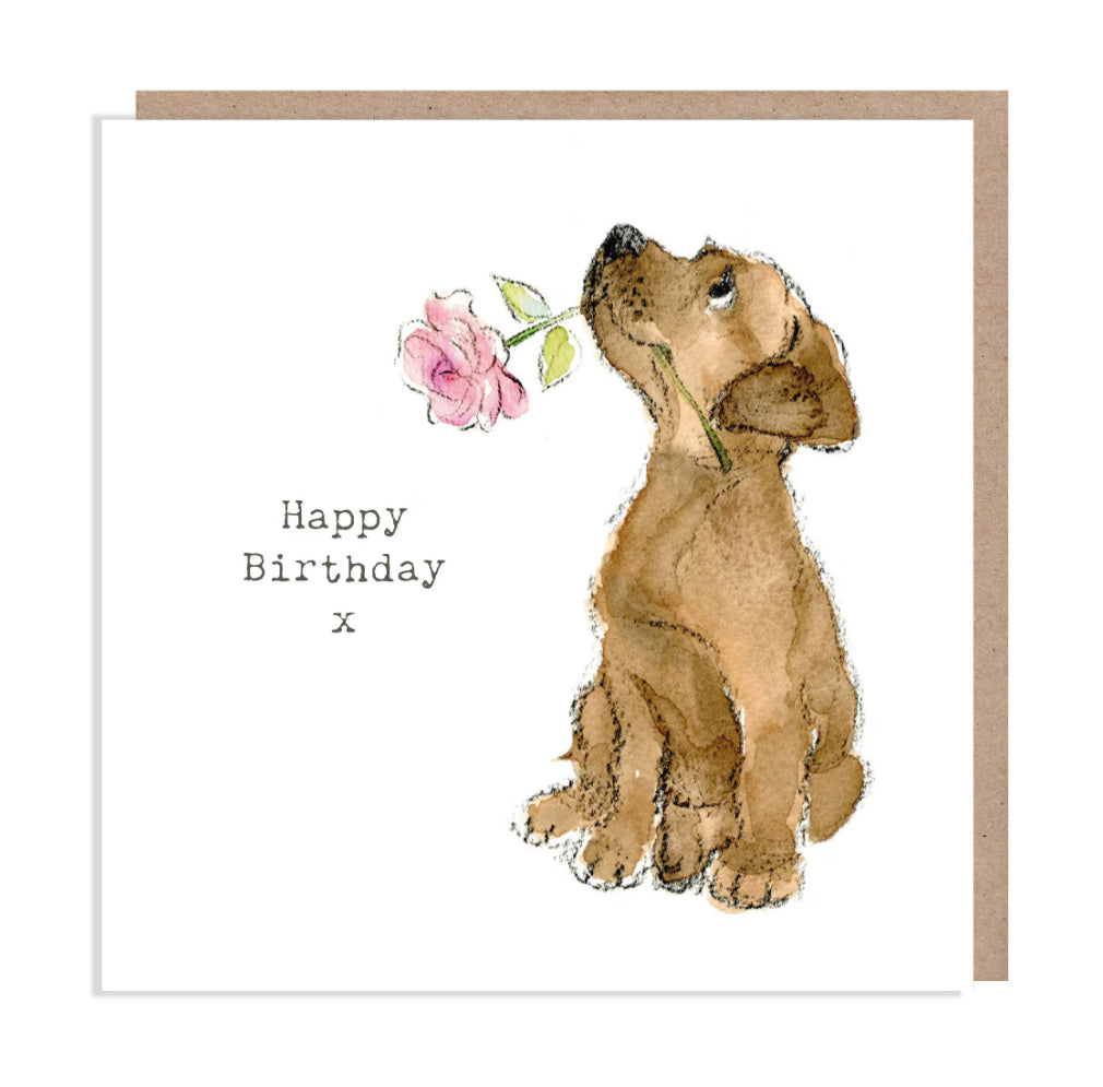 Paper Shed Design Card - Chocolate Labrador with Rose