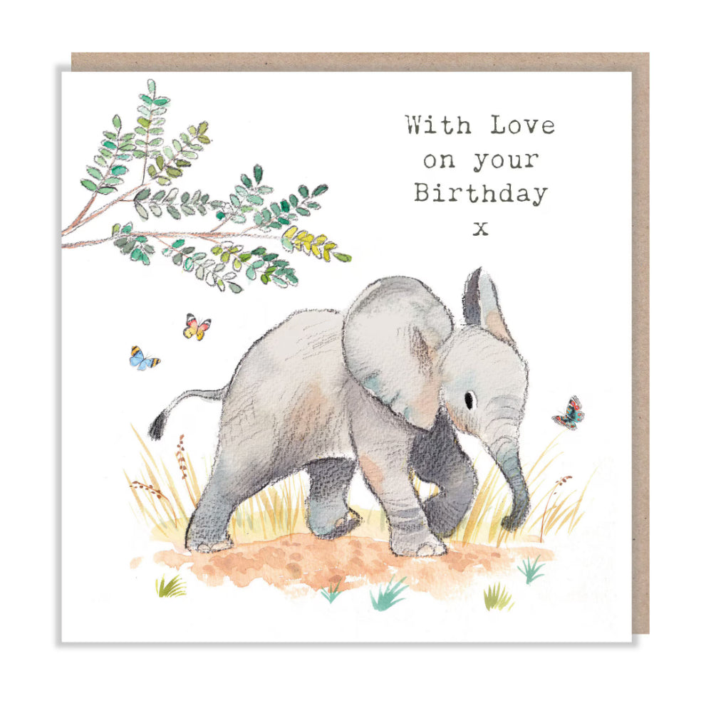 Paper Shed Design Card - Elephant with Butterflies