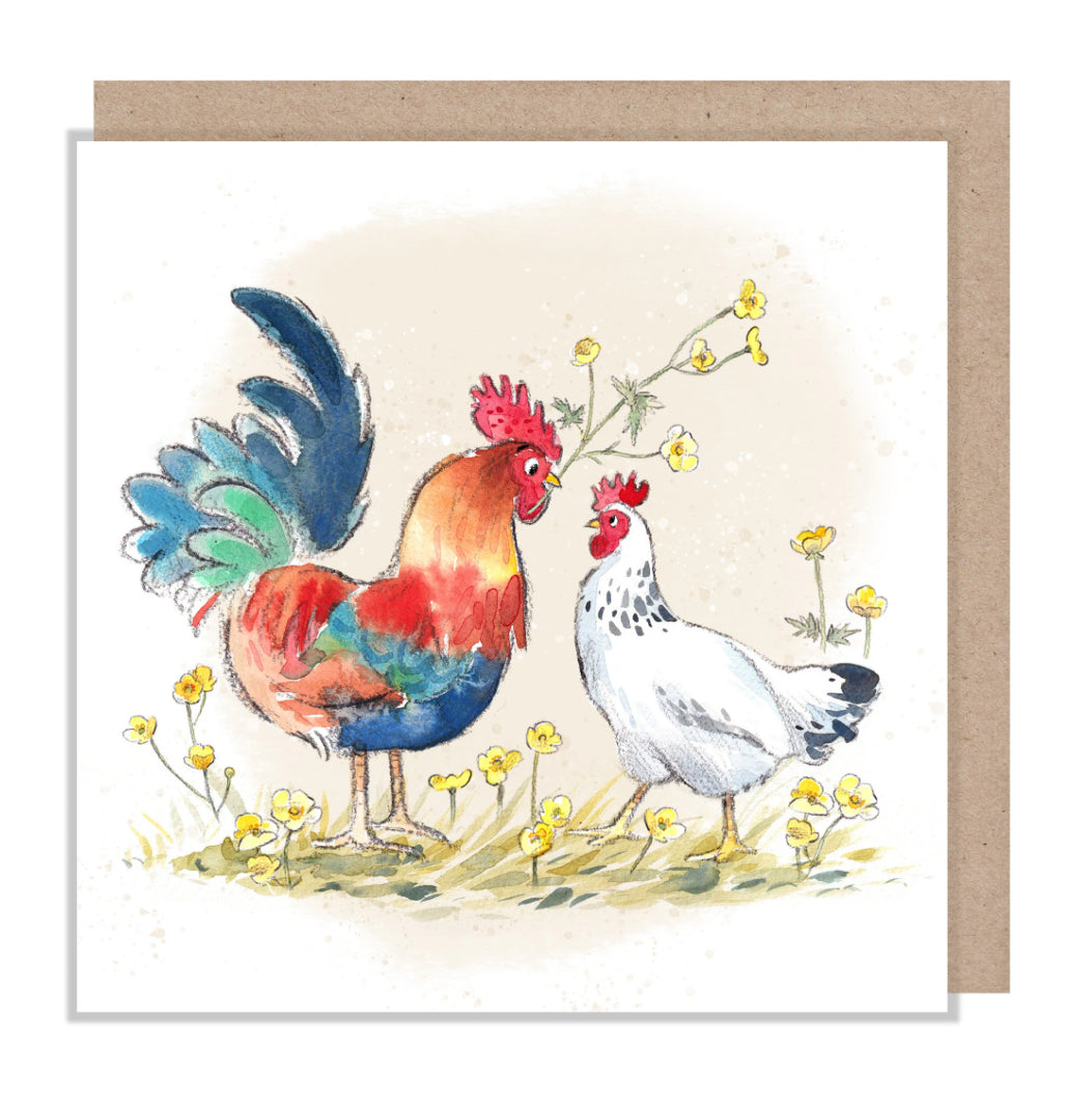 Paper Shed Design Card - Cockerel and Chicken