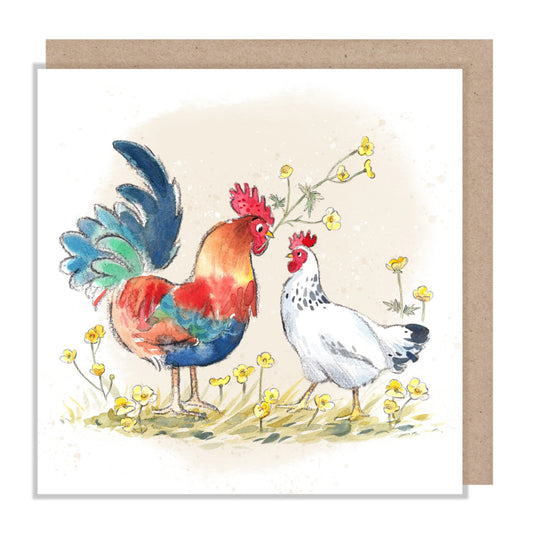 Paper Shed Design Card - Cockerel and Chicken