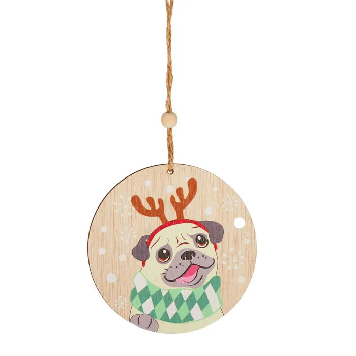 Christmas Pug Hanging Decoration
