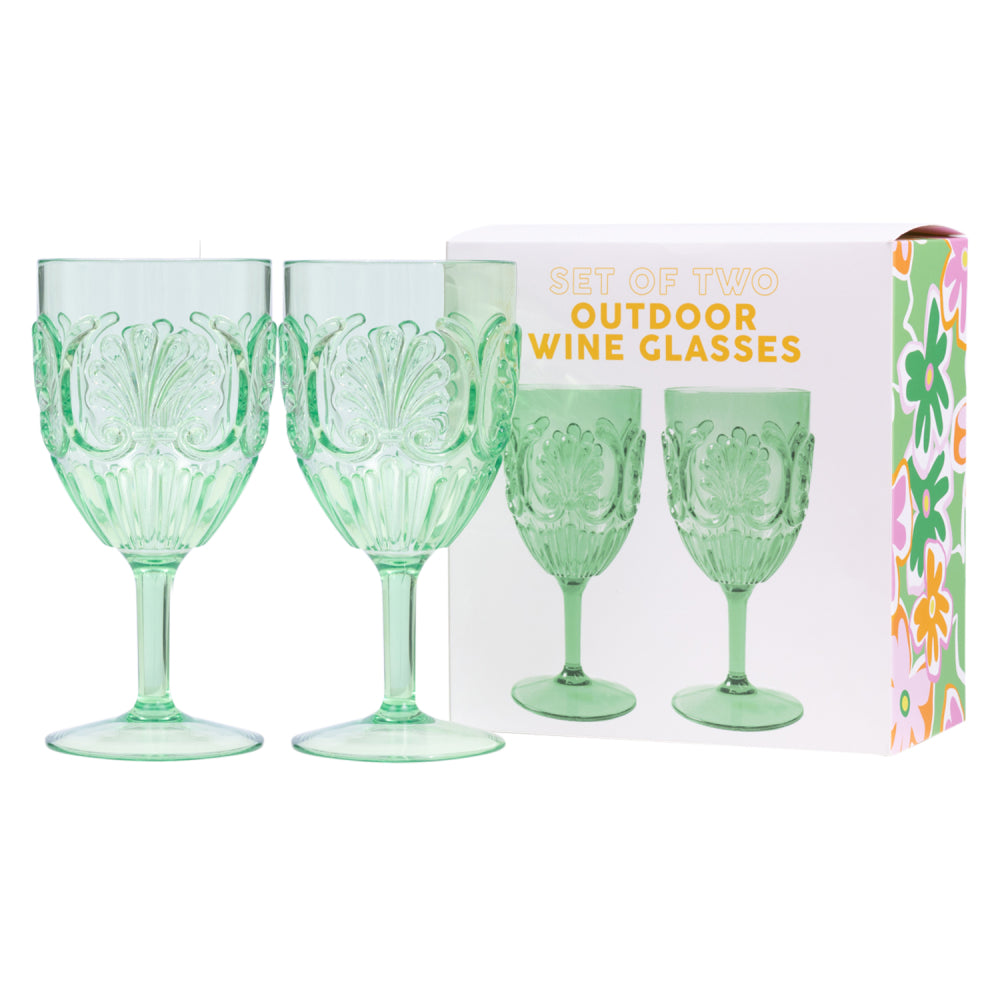 Green Outdoor Wine Glasses Set Of 2