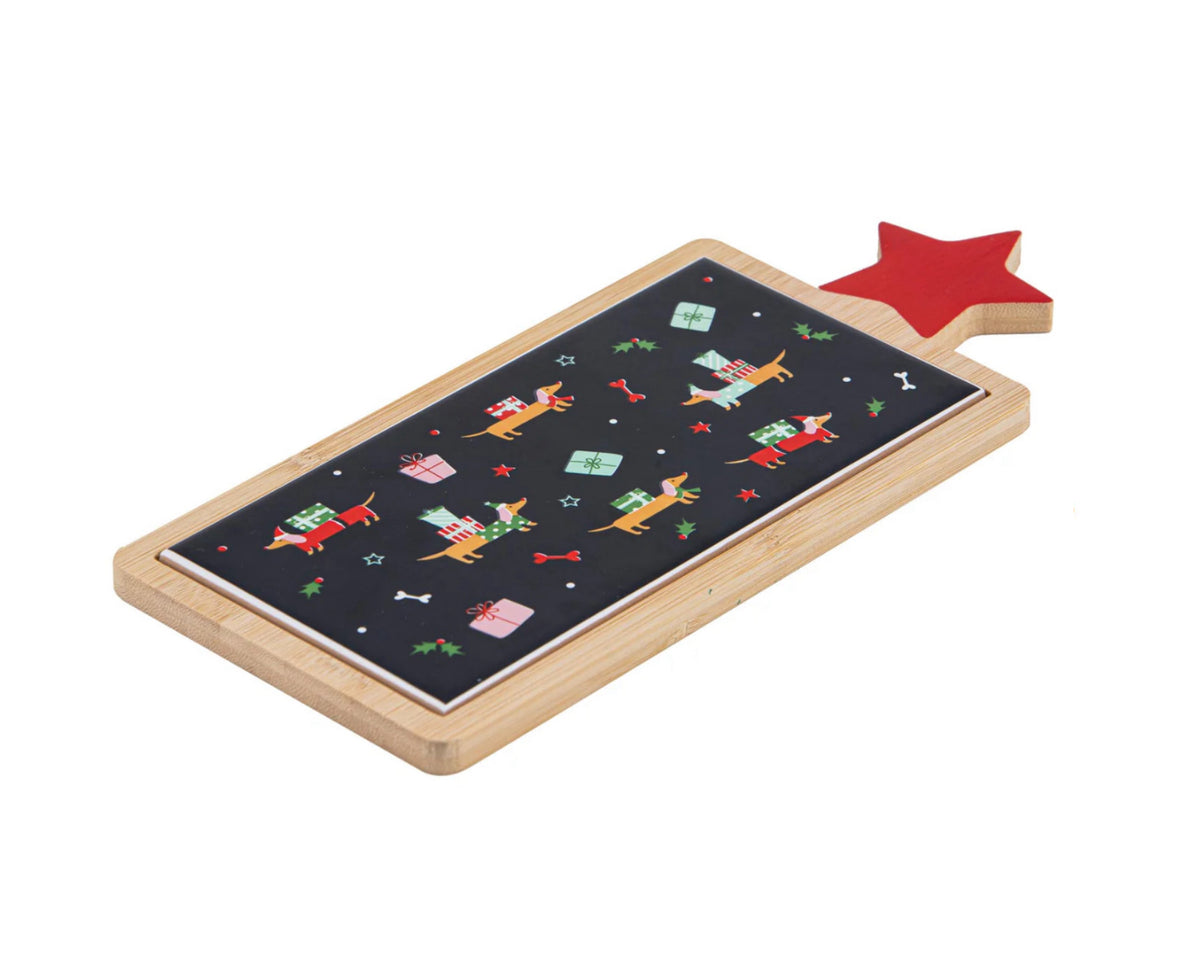 Christmas Dachshund Cheese Paddle