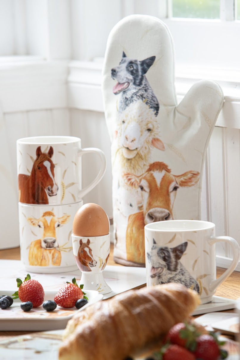 Farmyard Faces - Stackable Mugs 4PK (Chicken, Cow, Horse & Blue Heeler)