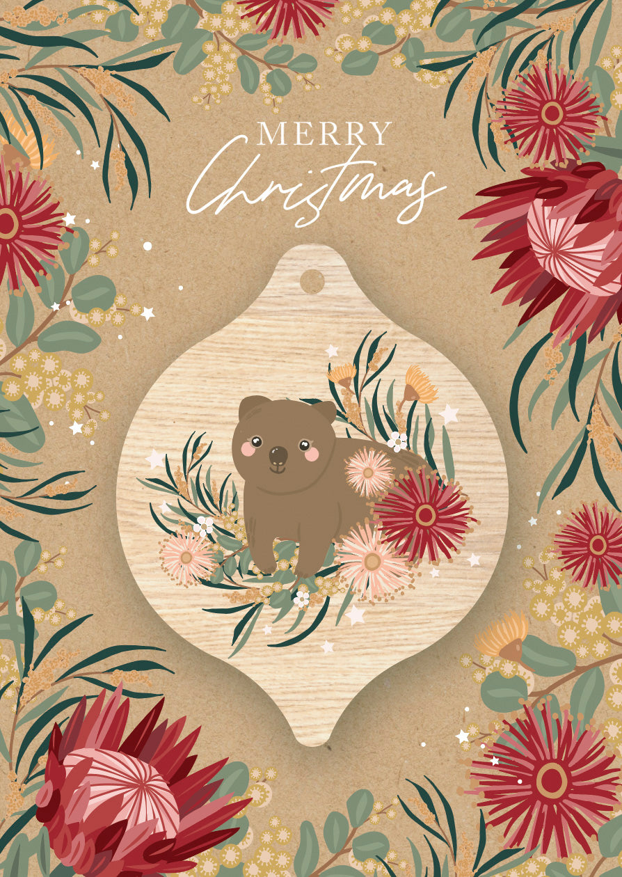 Christmas Decoration Card - Wombat