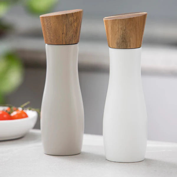 Essentials White & Stone Salt & Pepper Grinders
