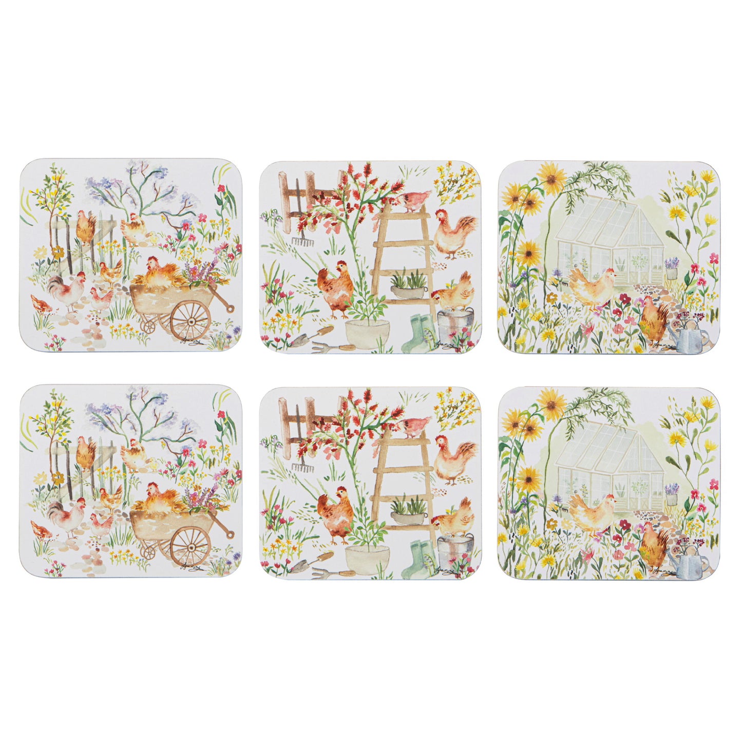 Garden Hens - Coaster 6PK