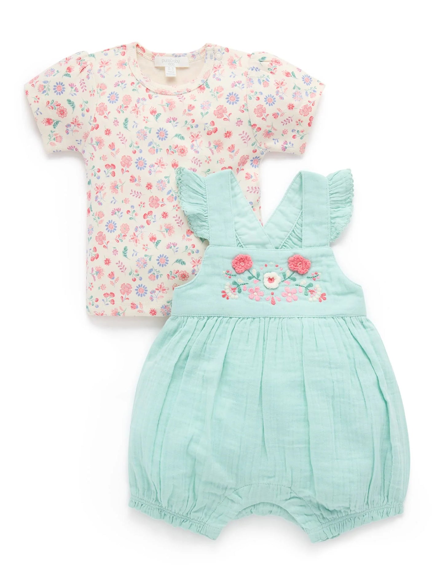 Fiesta Floral Embroidered Overall Set