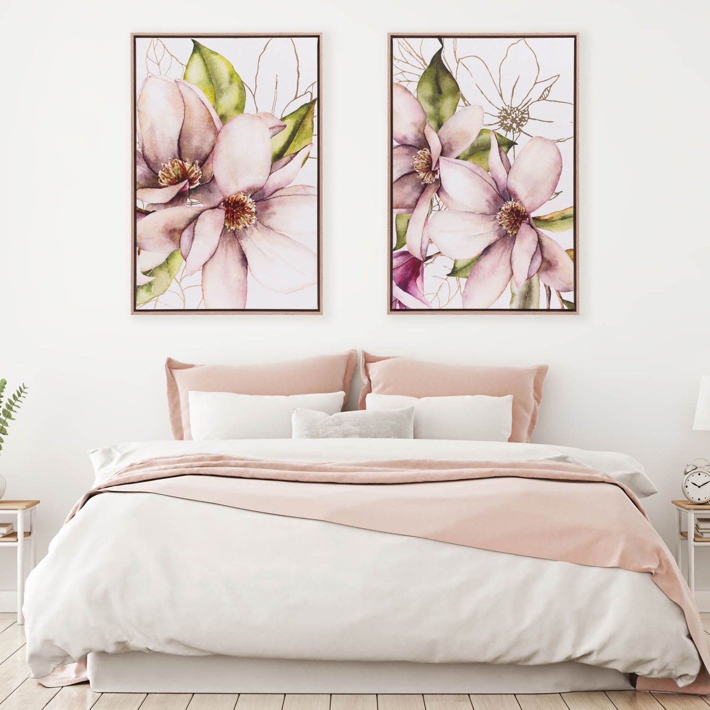 Blossom - Left Golden Blooms Framed Canvas