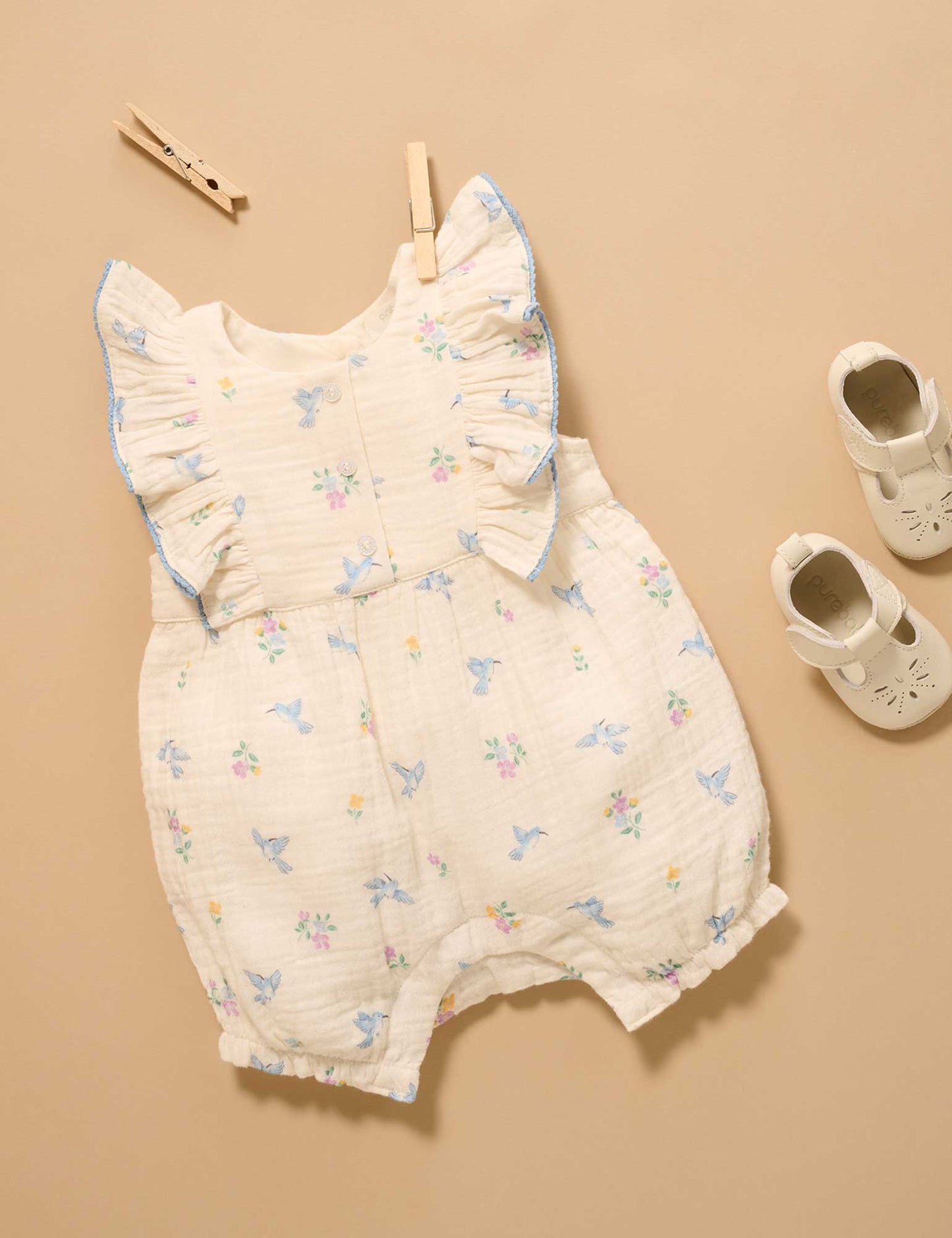 Hummingbird Ruffle Romper