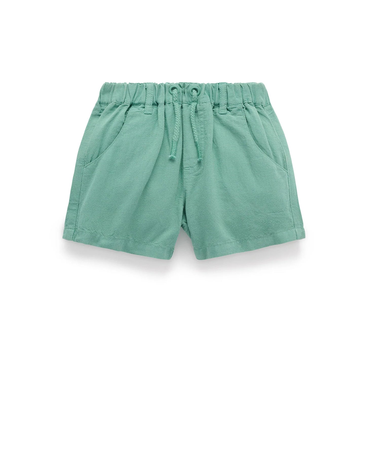Green Linen Blend Shorts