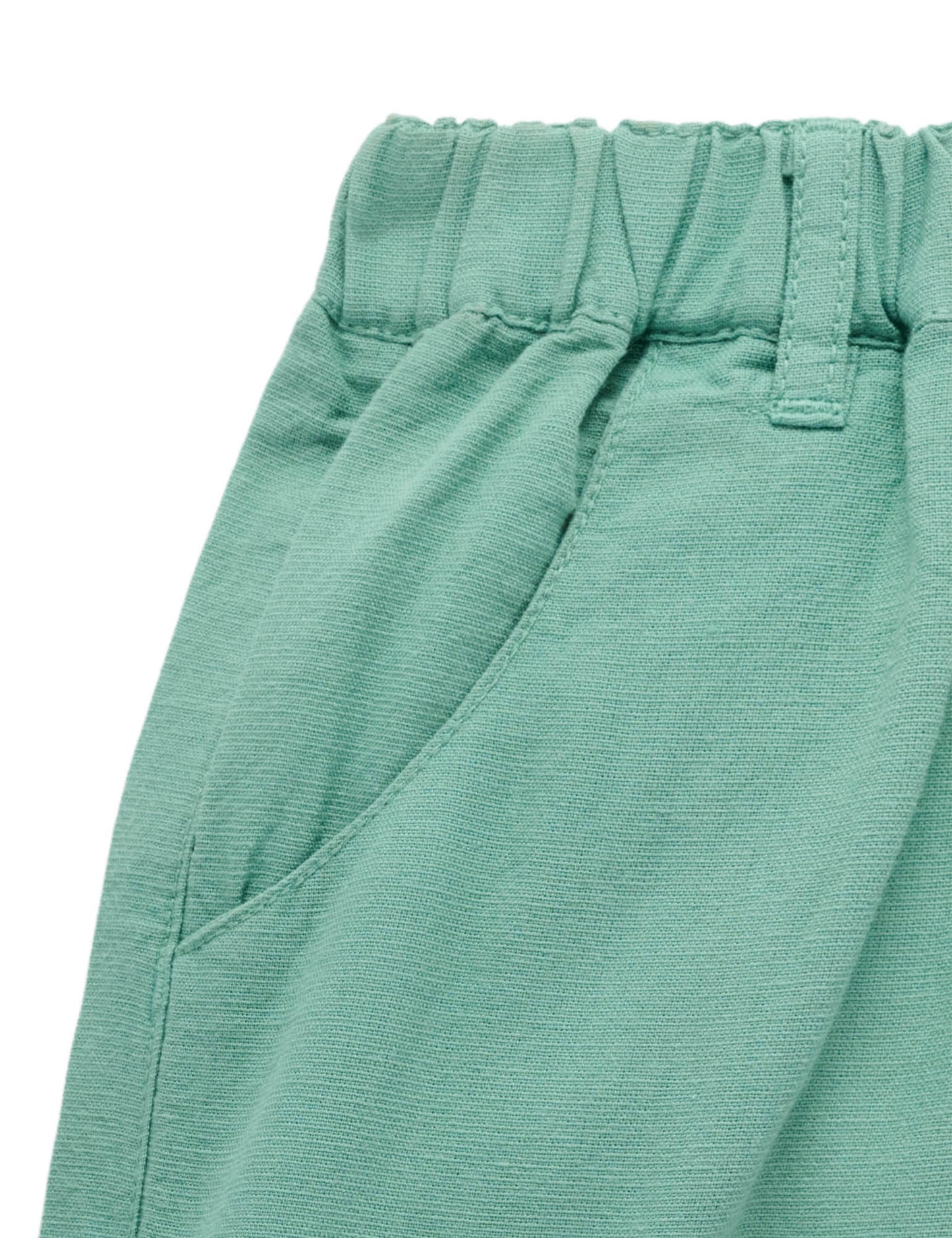 Green Linen Blend Shorts
