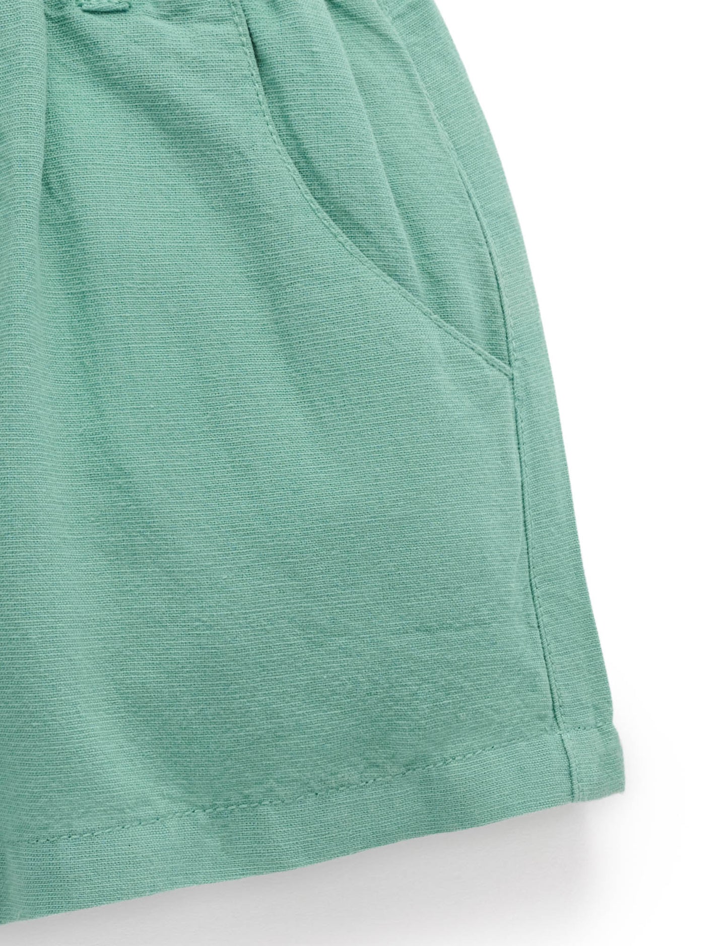 Green Linen Blend Shorts