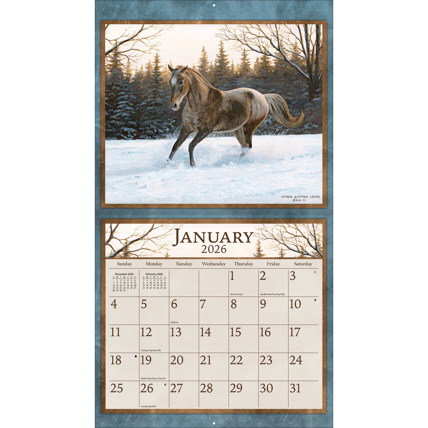 Lang 2026 Calendar - Horses in the Mist