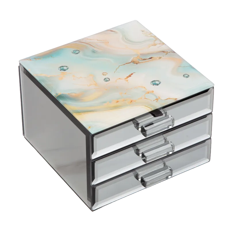 Aqua Elegance Jewellery Box with 2 Drawers