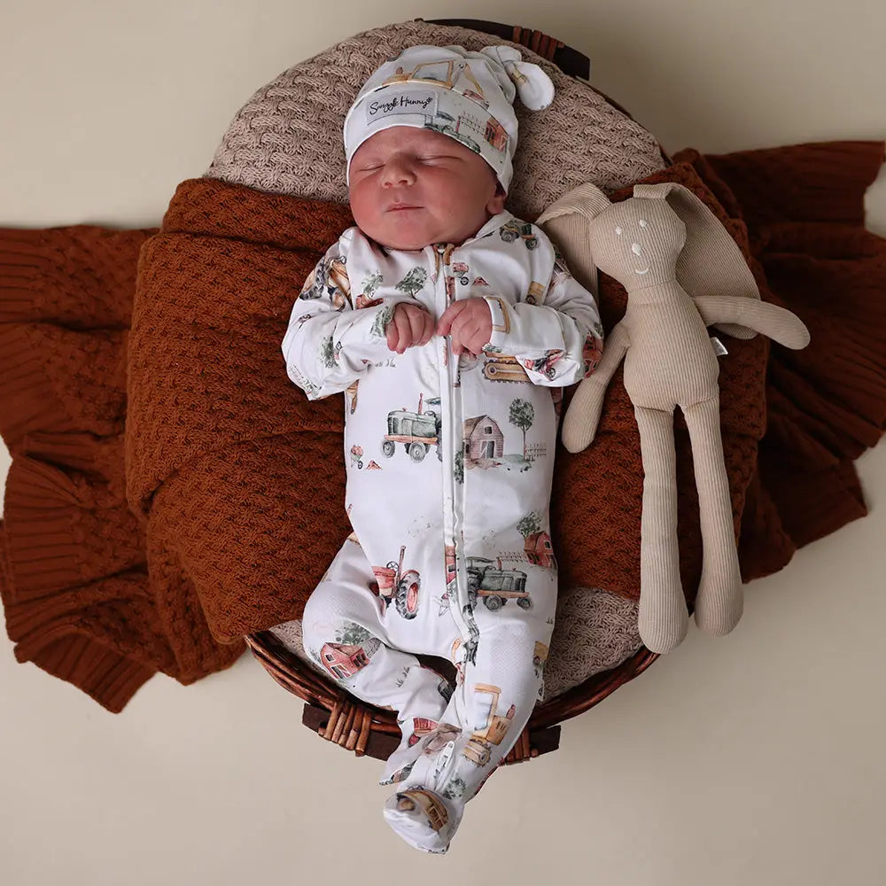 Diggers & Tractors Organic Snuggle Zip Footie