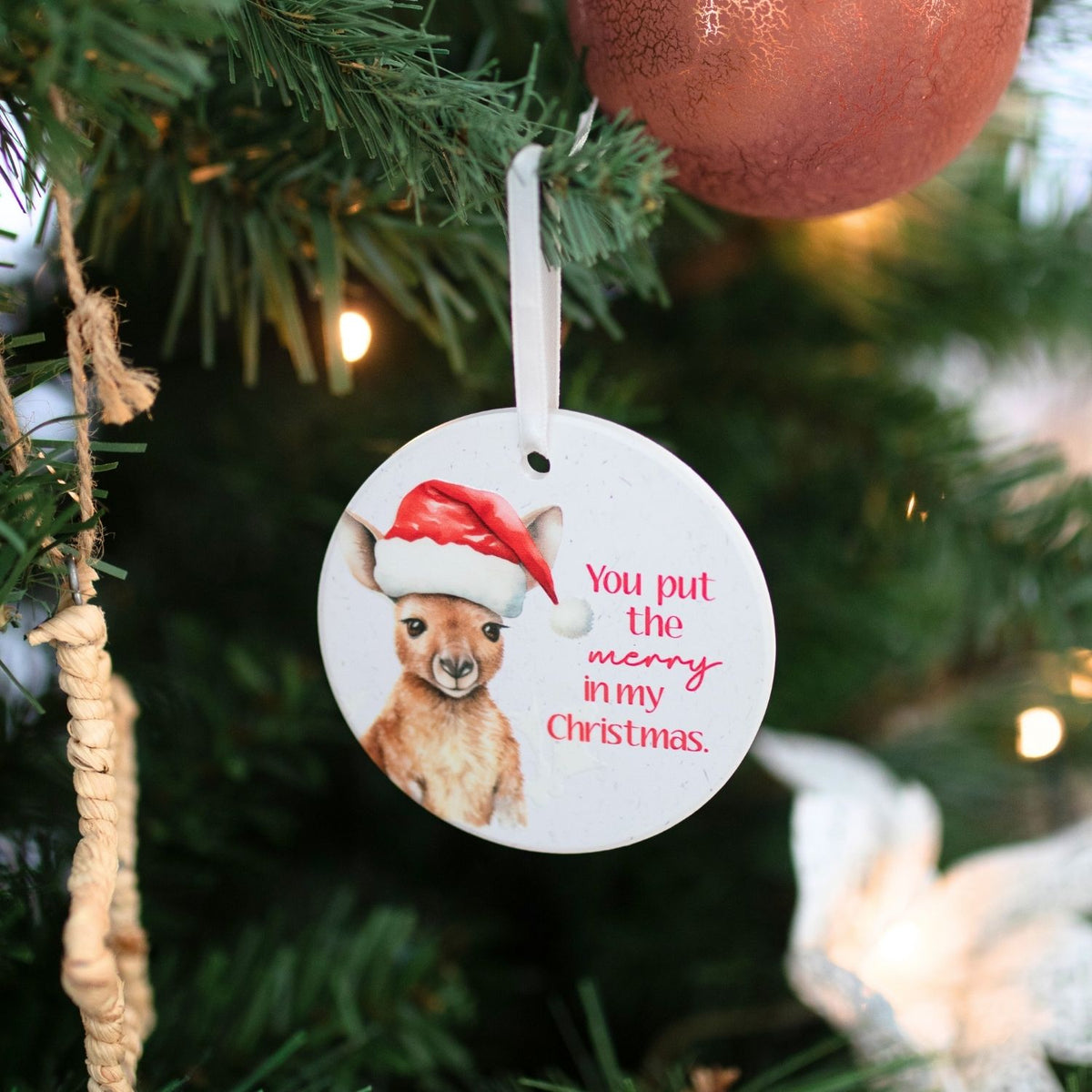 ‘You Put the Merry in my Christmas’ Hanging Christmas Keepsake (Kangaroo)