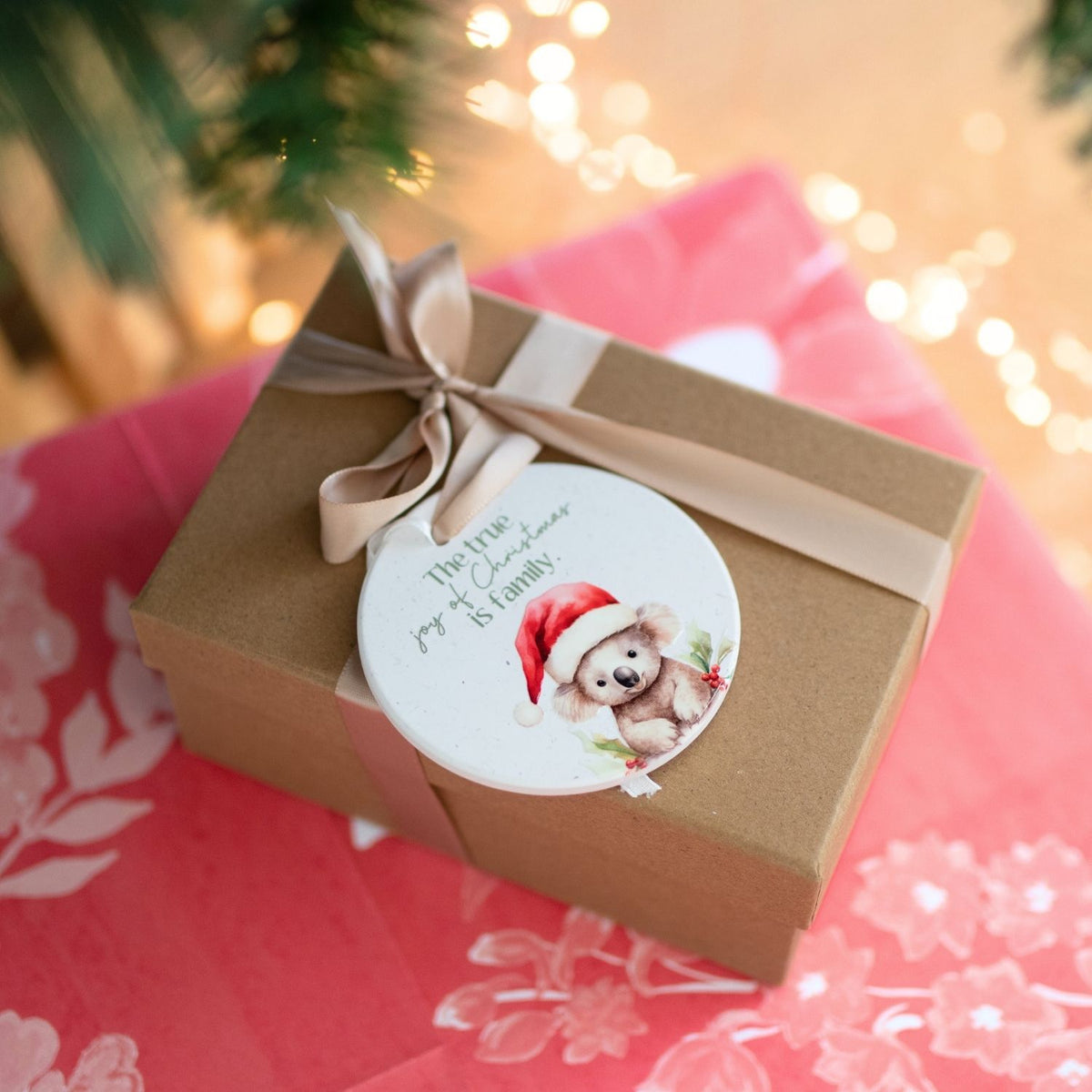 ‘The True Joy of Christmas is Family’ Hanging Christmas Keepsake (Koala)