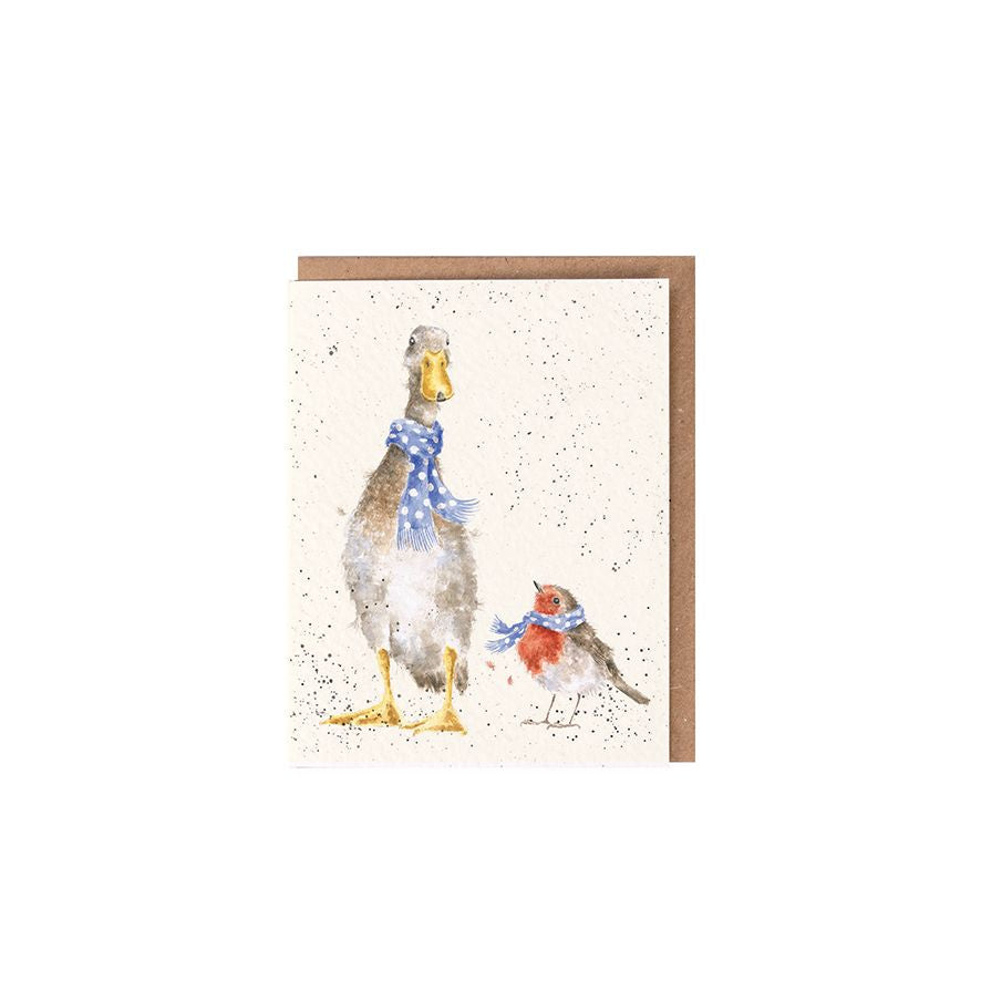 Wrendale Designs Christmas Mini Gift Card - Christmas Scarves (Duck & Robin)