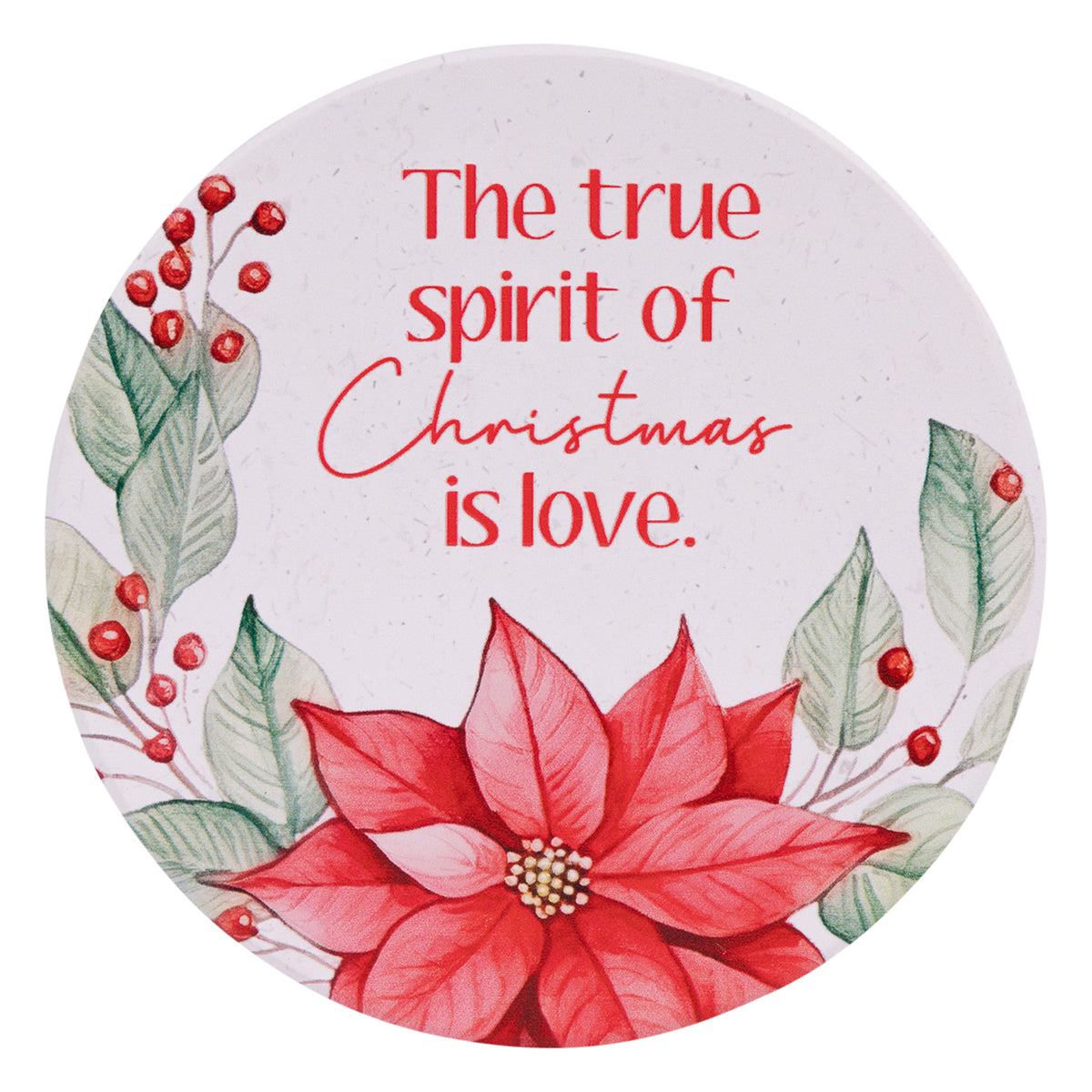 ‘The True Spirit of Christmas is Love’ Christmas Ceramic Coaster