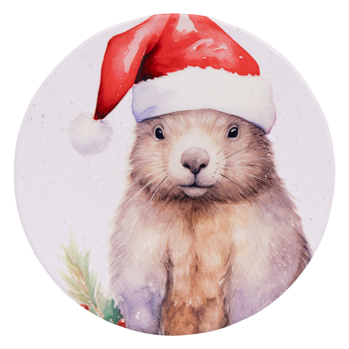 Christmas Wombat Ceramic Coaster