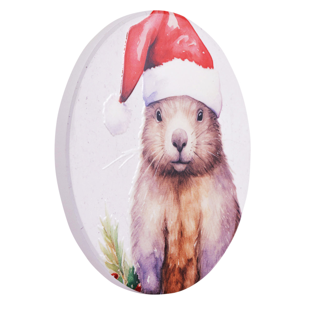 Christmas Wombat Ceramic Coaster