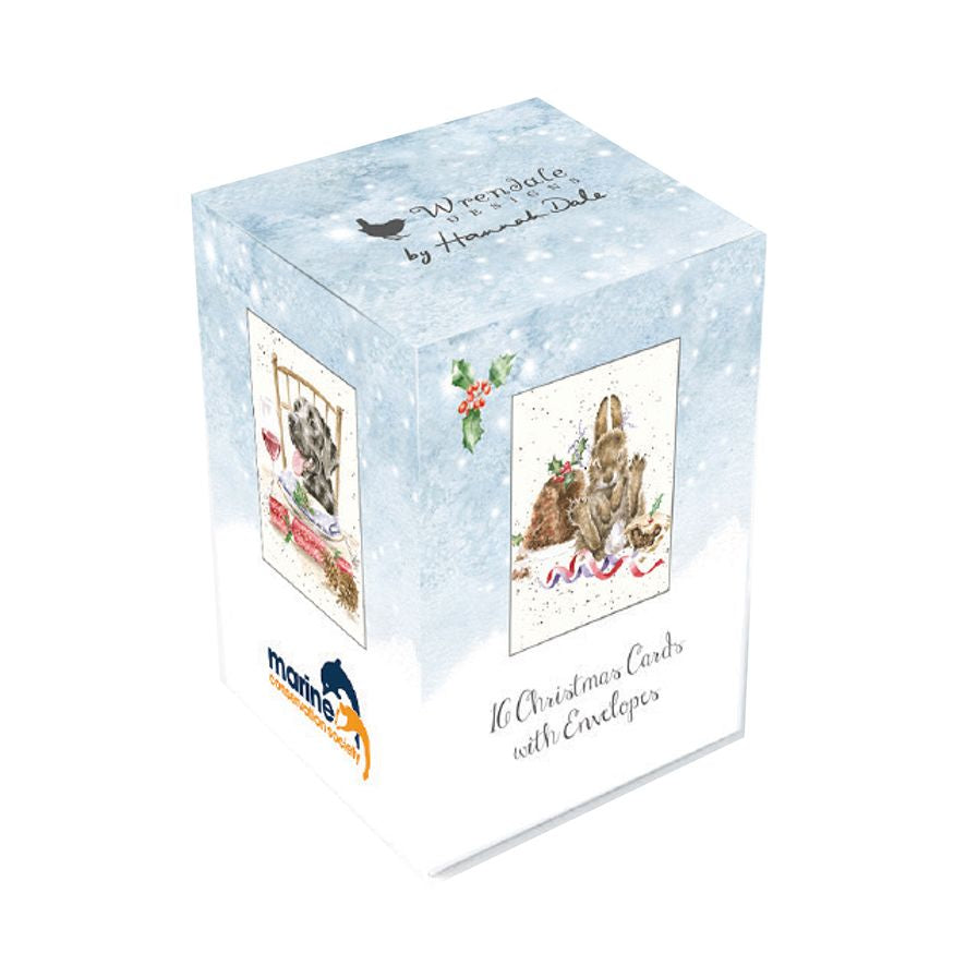 Wrendale Designs Christmas Mini Cards Boxed 16PK (4 Designs) - Dog, Rabbit, Donkey, Mouse