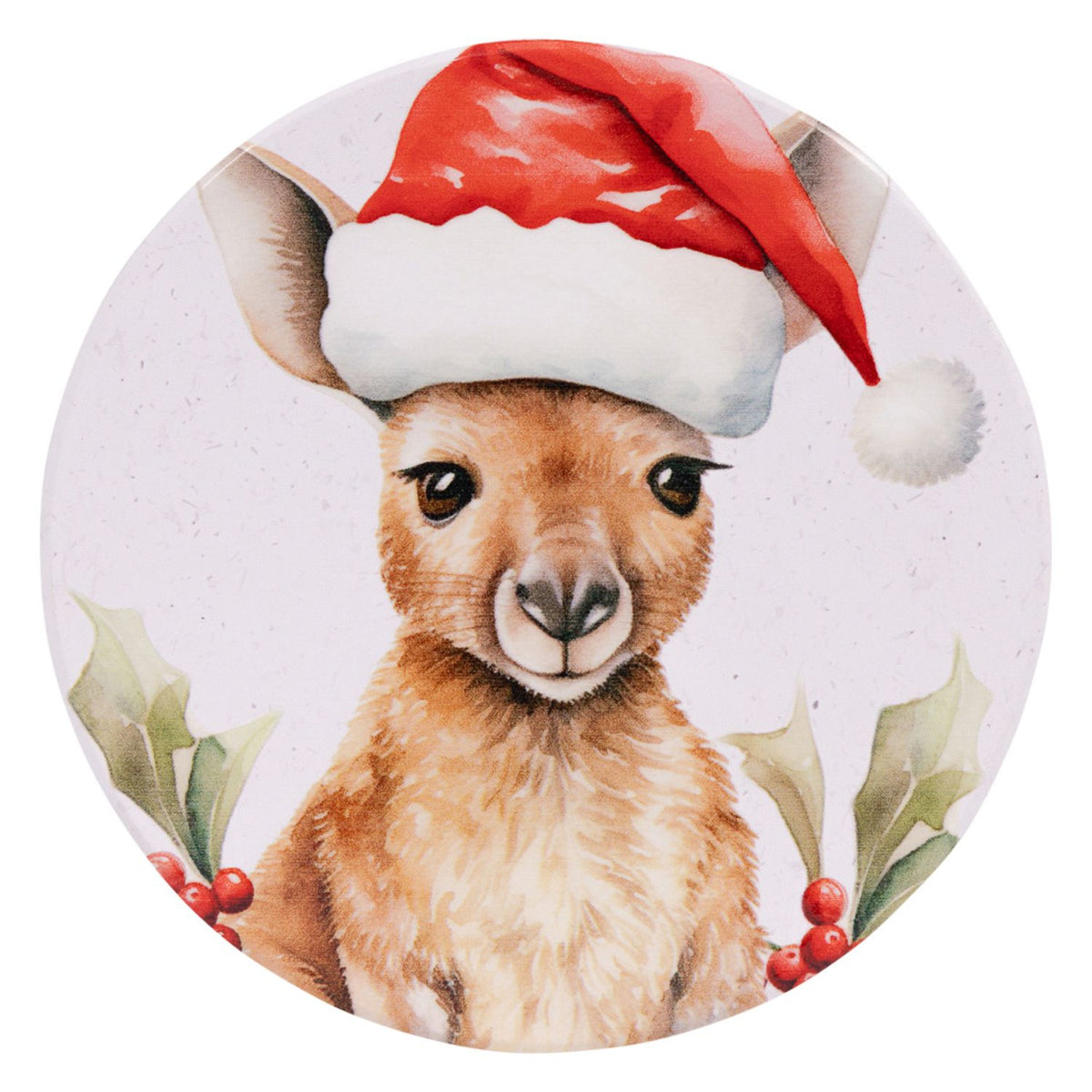 Christmas Kangaroo Ceramic Coaster