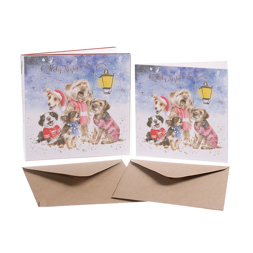 Wrendale Designs Christmas Card Wallet 8PK - ‘O Holy Night’ (Dogs)
