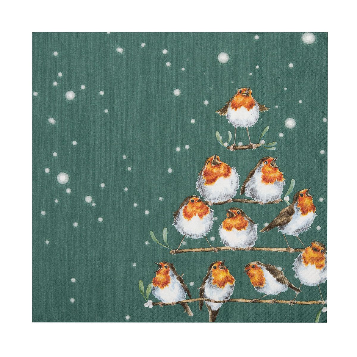 Wrendale Designs Christmas Premium Napkins - ‘Rockin’ Robins’