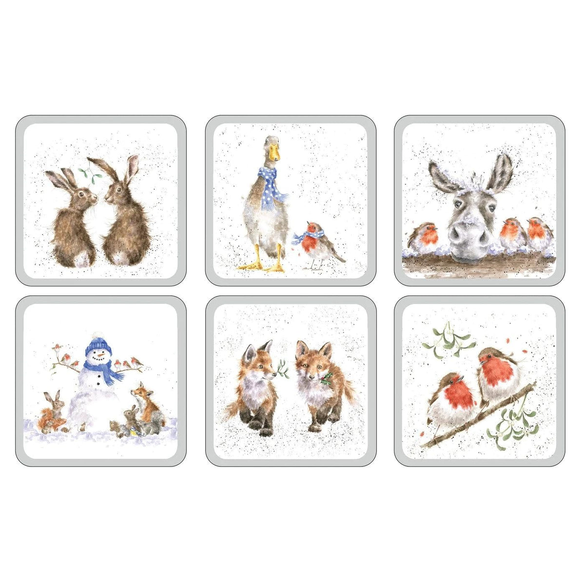 Wrendale Designs - Christmas Square Assorted Coasters (Set of 6)