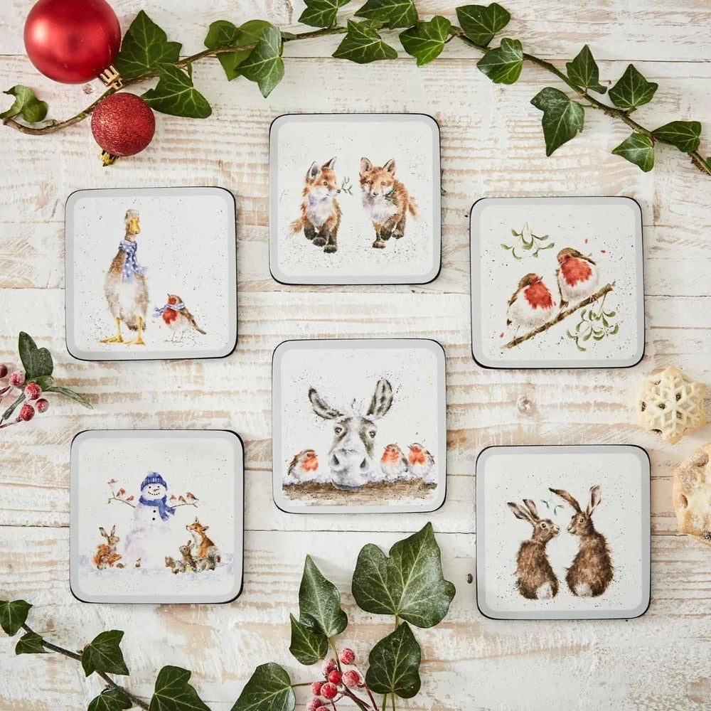 Wrendale Designs - Christmas Square Assorted Coasters (Set of 6)