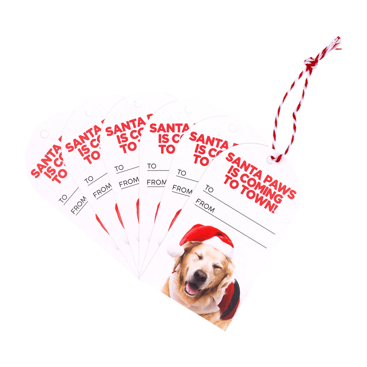 Christmas Santa Paws is Coming to Town Set Of 6 Gift Tags